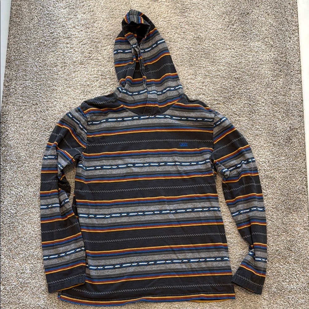 Vans Men’s Long Sleeve Hooded Tee in Black, Gray, Orange, Blue